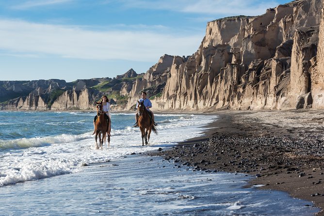 Santorini Horse Riding to Black Sandy Beach - Odyssey Through Volcanic Terrains