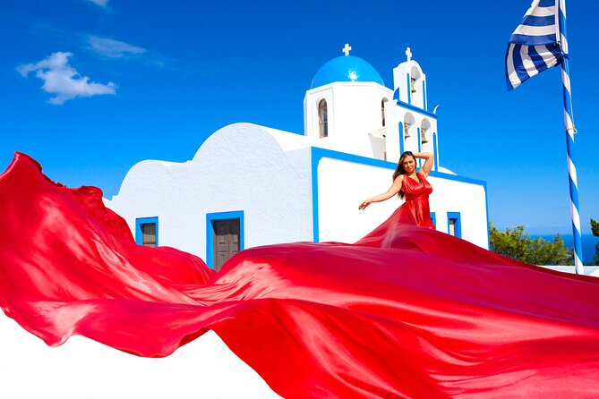 Private Flying Dress Photoshoot 2h in Santorini, Pick up Included - Included Services and Amenities