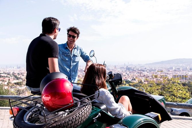 Half Day Barcelona Tour by Sidecar Motorcycle - Helmets With Wireless Devices