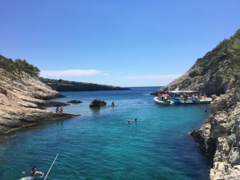 From Hvar: Blue Cave, Green Cave & 5 Islands Speedboat Tour Tour Overview