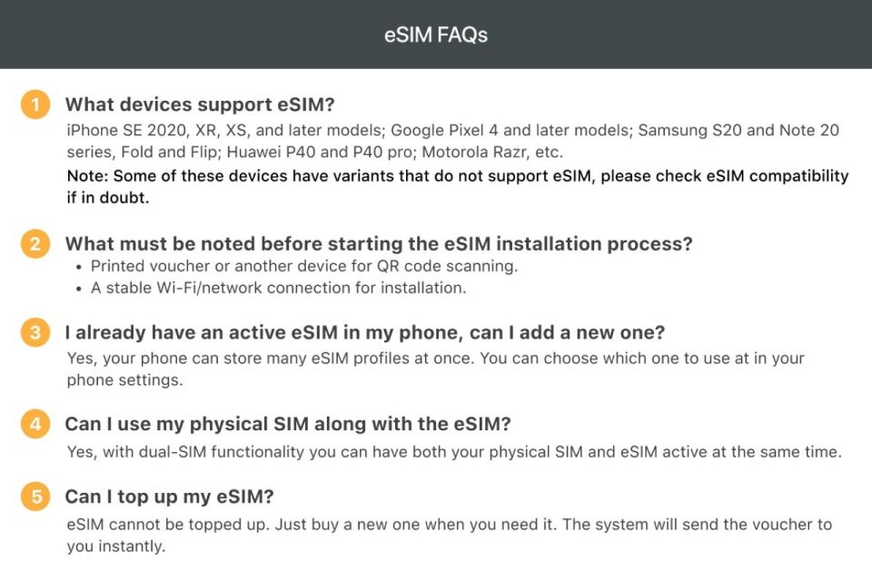 Ireland/Europe: 5G Esim Mobile Data Plan - Overview of Plan Pricing