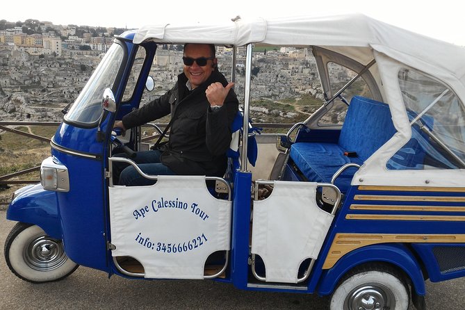 Ape Calessino Tour of the Sassi of Matera Standard - Navigating the Steep, Narrow Lanes