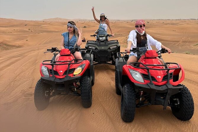 Dubai: Desert Safari, Quad Bike and Sand Boarding With BBQ Dinner - Pickup and Transportation