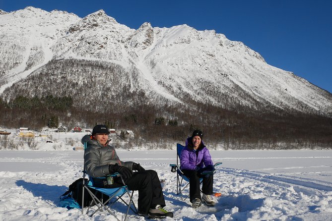 Ice Fishing On The Fjord - Lyngen Alps Mountain Views