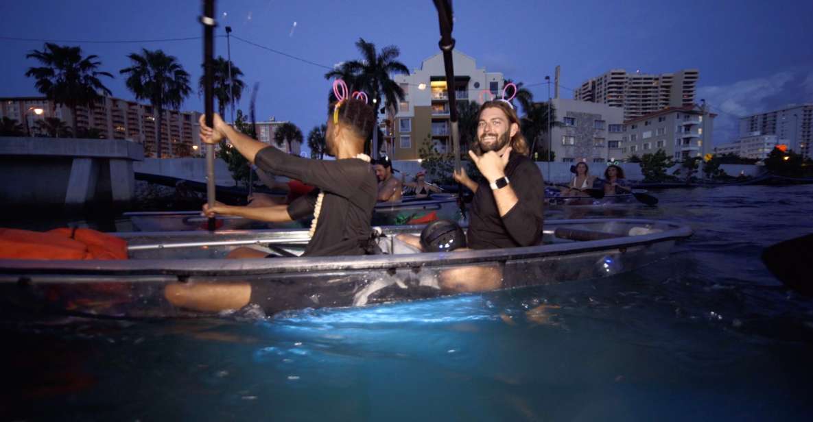 Lighted Clear Kayaks at Night W/ Champagne in Miami Beach - Booking Information