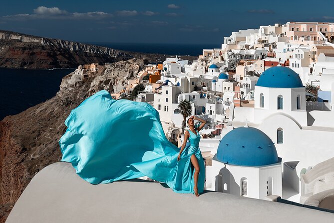 Santorini Flying Dress Photo - Photoshoot Package Options