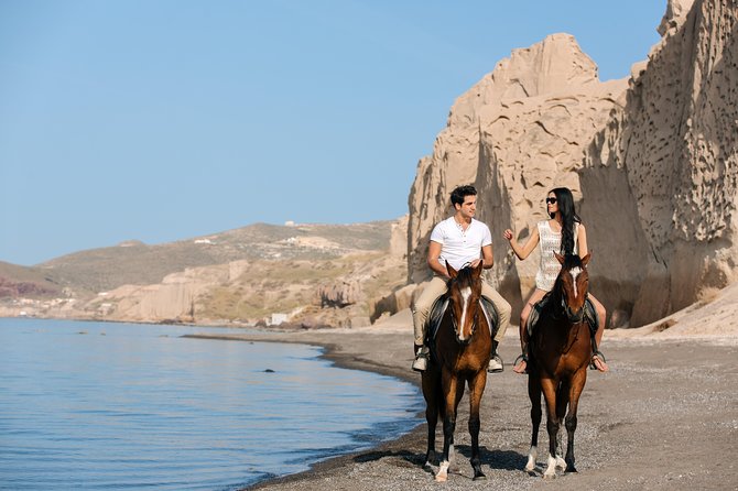 Santorini: Horse Riding to the Black Sandy Beach (Eros Beach) - Taking in the Sea Views