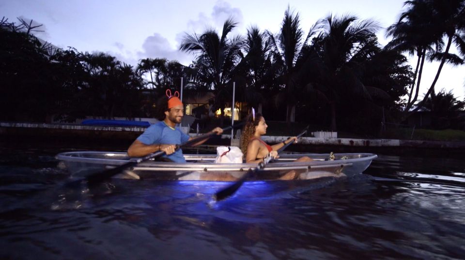 Lighted Clear Kayaks at Night W/ Champagne in Miami Beach - Group Size and Language Options