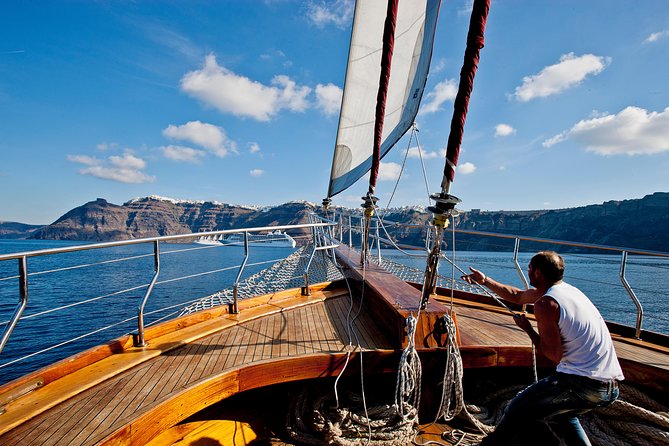 Santorini Caldera Sunset Sailing Cruise With Dinner and Wine - Cancellation Policy