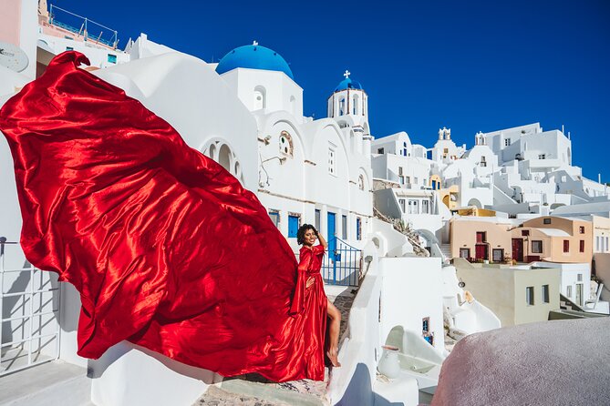 Santorini Flying Dress Photo - Hair and Makeup Services