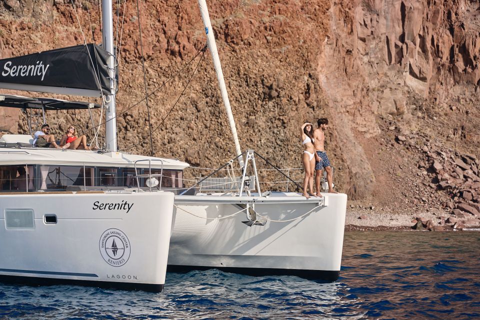 Santorini Oia: Caldera Catamaran Cruise With Meal & Drinks - Suitability and Recommended Items