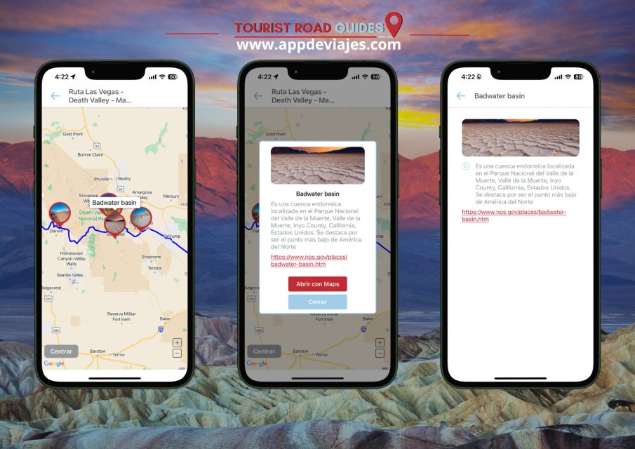 App Self-Guided Road Routes Death Valley - Key Points