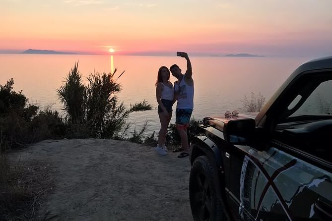 Private Sunset Jeep Safari in North West Corfu With Dinner - Key Points