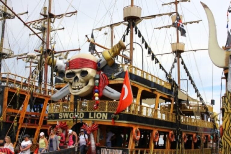 Alanya: Pirate Ship Cruise With Food And Swimming Stops Coastal Cruise Experience