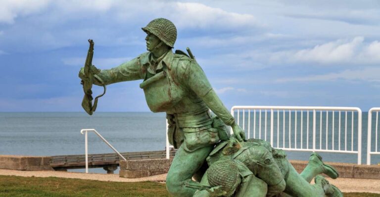 D Day Normandy Beaches Guided Trip By Car From Paris Memorial De Caen And Non Violence Sculpture