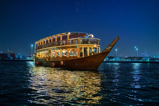 Dubai Creek Royal Dinner Dhow Cruise With Optional Pickup Overview And Description