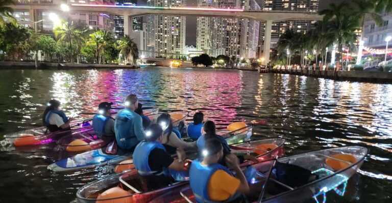 Miami: Guided Led Lit Kayak Night Tour With Drinks Activity Overview