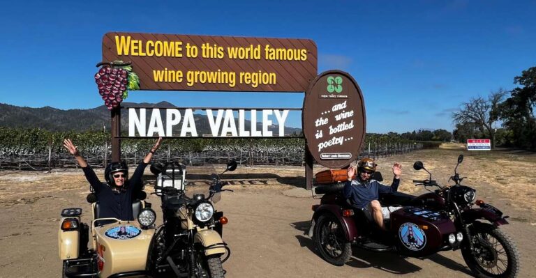 Napa Valley: Napa Valley Guided Sidecar Tour With 3 Wineries Tour Duration And Group Size