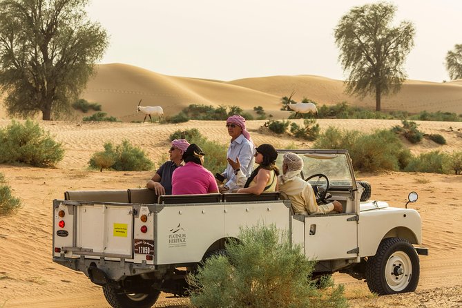 Private Vintage Land Rover Heritage Desert Safari 4 Course Dinner & Activities Explore Dubai Desert Conservation Reserve