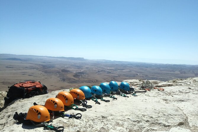 Rappelling Down The Ramon Crater Cliff Overview Of The Rappel Ramon Crater