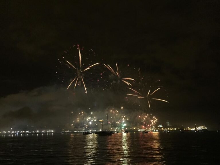 Sail Into 2025: Lisbon Fireworks From The River Overview Of The Cruise