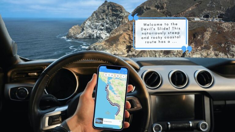 San Fran < > Monterey: Pacific Coast Self Driving Tour App Tour Overview