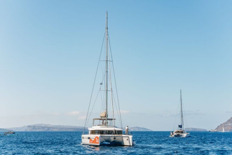 Santorini: Luxury Catamaran Day Trip With Meal And Open Bar Tour Overview And Pricing