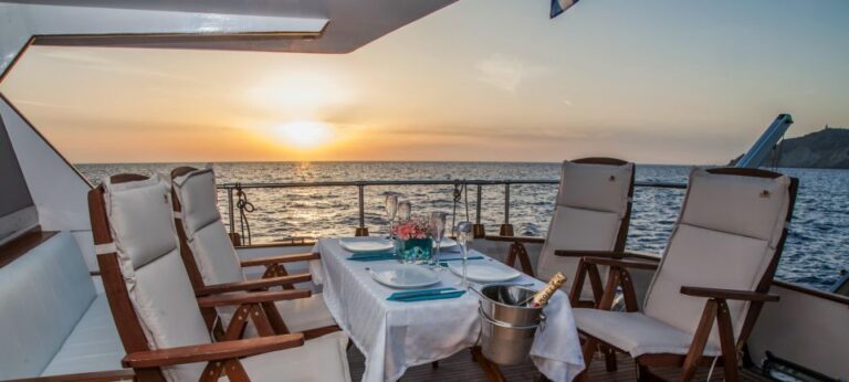 Santorini: Motor Yacht Private Cruise With 5 Course Meal Overview And Pricing