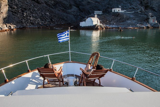 Santorini: Motor Yacht Sunset Cruise With 5 Course Dinner Overview Of The Experience