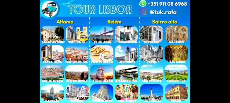 Sightseeing Tour In The City Of Lisbon In A Panoramic Tuktuk Classic Tour Duration And Pickup Locations