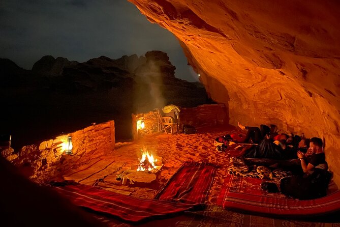 Wadi Rum Cave Camping With Jeep Tour Dinner And Breakfast