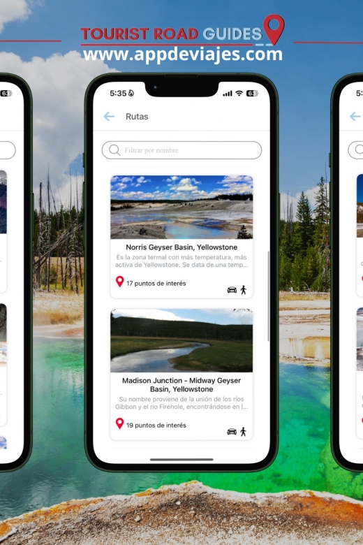 App Self-Guided Road Routes Yellowstone - Iconic Landmarks of the Park