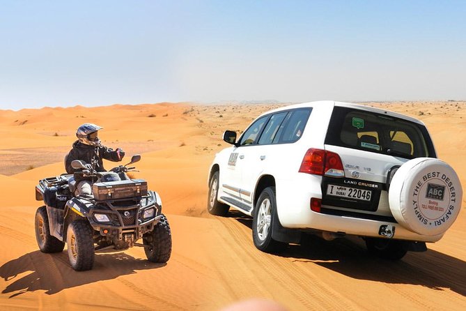 Dubai Desert Safari Dune Bashing, 60min ATV Quad, Camel Ride, BBQ - Quad Bike Adrenaline Rush