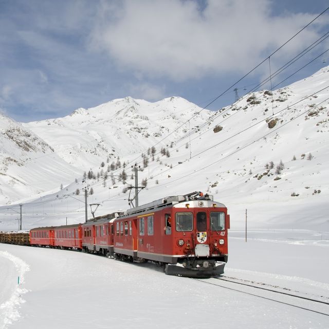 From Tirano: Bernina Train to St. Moritz - The Bernina Red Train