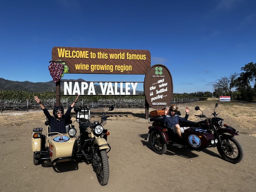 Napa Valley: Napa Valley Guided Sidecar Tour With 3 Wineries - Language and Cancellation Policy