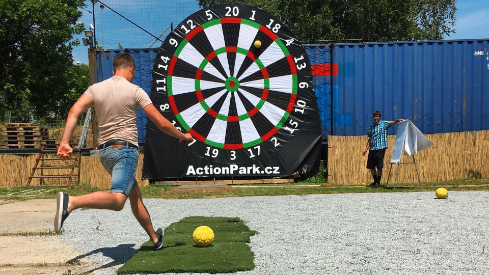 Prague: Giant Football Darts Game With Round of Beers & BBQ - Inclusions and Duration