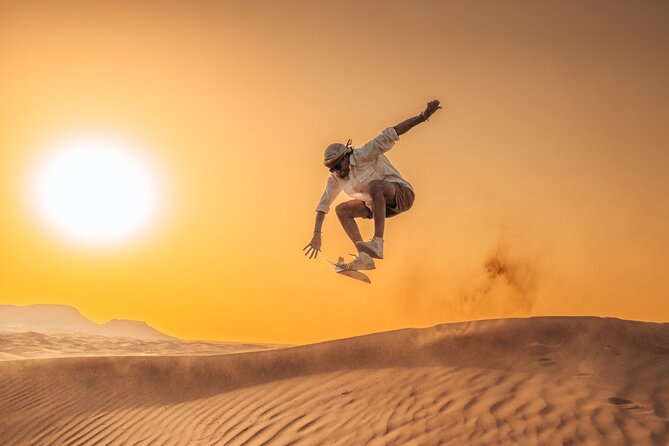 Private Sunset Desert Safari:Sandsurfing, Camel Ride & BBQ Dinner - Pickup and Transportation