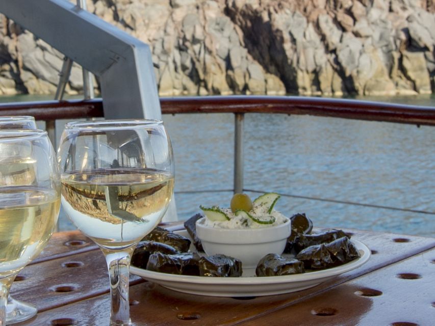 Santorini: Traditional Wooden Boat Tour With Meal and Wine - Itinerary and Highlights