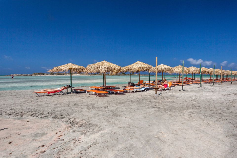 Chania: Elafonisi and Milia Mountain With Loungers and Lunch - Elafonisi Beach Experience