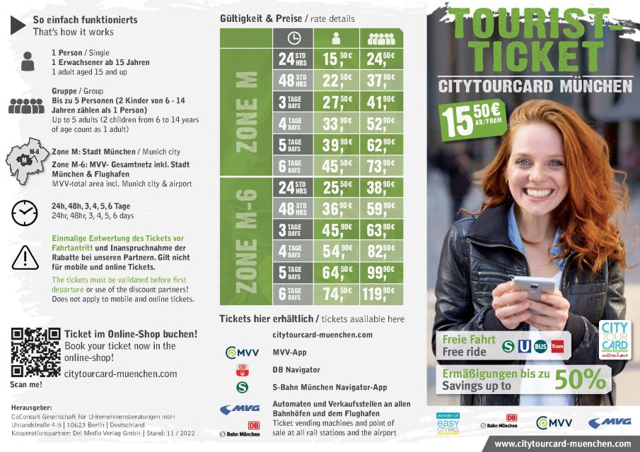 CityTourCard Munich: Public Transport & Discounts - Card Options and Validity