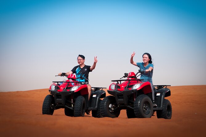 Dubai Premium Evening Quad Bike, Desert Safari and BBQ Dinner - Dune Bashing and Sand Boarding