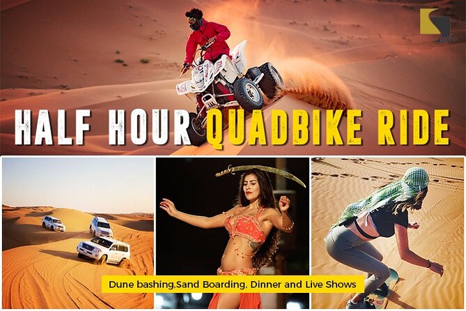 Dubai Quad Bike Ride 30 Min: Dune Bashing, Sand Boarding & Dinner - Shared Bedouin Camp Experience