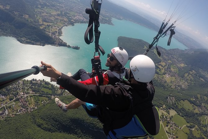 Paragliding Performance Flight Over the Magnificent Lake Annecy - Breathtaking Lake Annecy Scenery