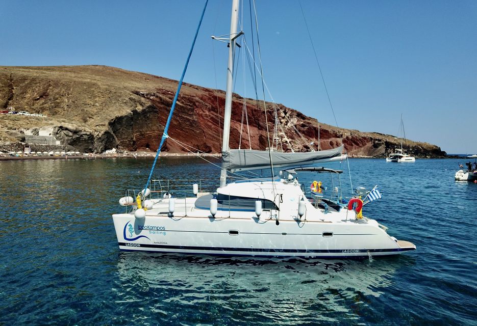 Santorini: Full Day Catamaran Excursion With Food & Drinks - Onboard Amenities