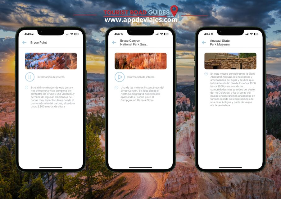 App Self-Guided Road Routes Bryce Canyon - Highlights of the Park