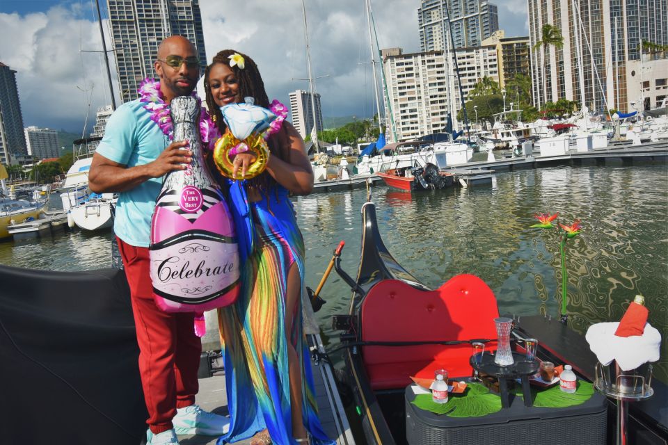 Military Families Love This Gondola Cruise in Waikiki Fun - Flower Lei and Sparkling Refreshments