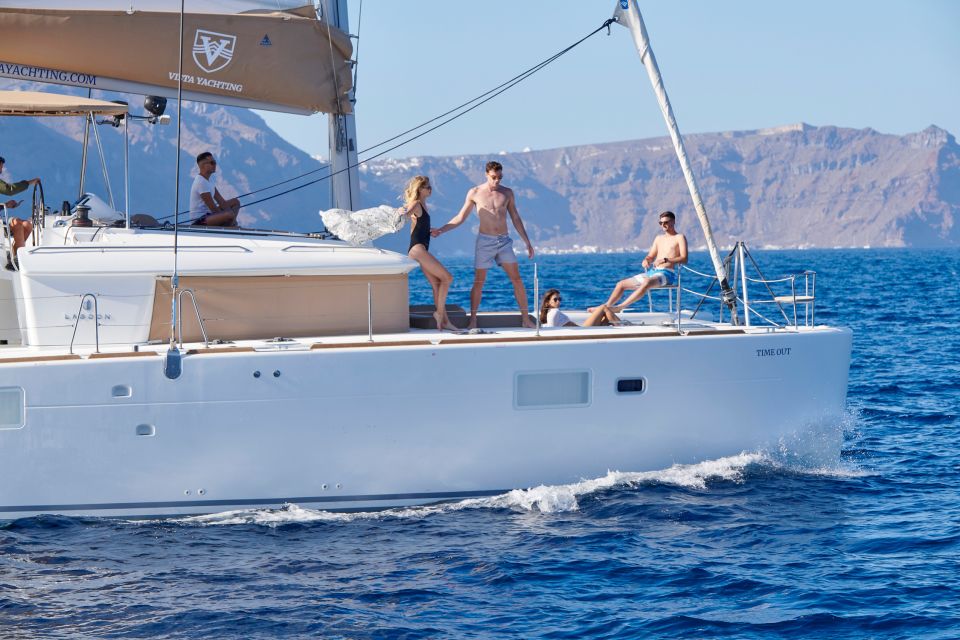 Santorini: Platinum Catamaran Cruise W/ BBQ Meal & Open Bar - Included Amenities and Services