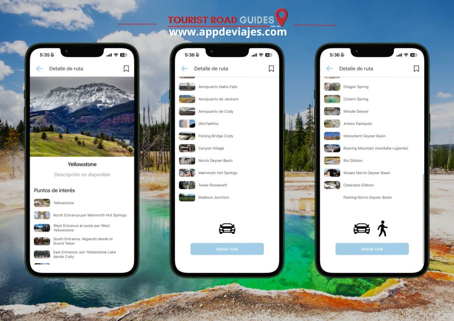 App Self-Guided Road Routes Yellowstone - Travel Documents and Audio Guide