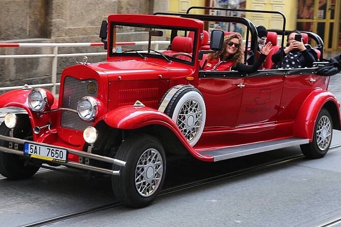 Karlstejn Castle in Vintage Convertible Car - Highlights of the Tour