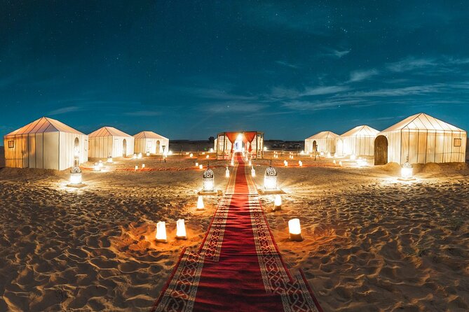 3 Days Private Luxury Tour Merzouga Desert Ending in Marrakech - Luxury Camp Amenities